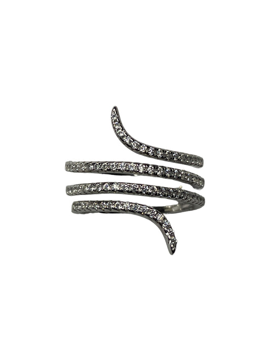 Radiant Elegance: 5A Cubic Zirconia Long Spiral Ring front