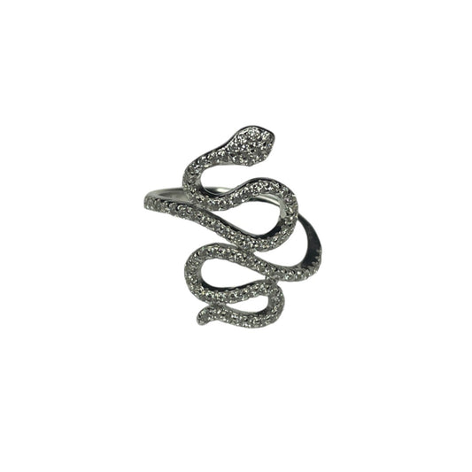 Sparkling 5A Cubic Zirconia In Snake Silver Ring