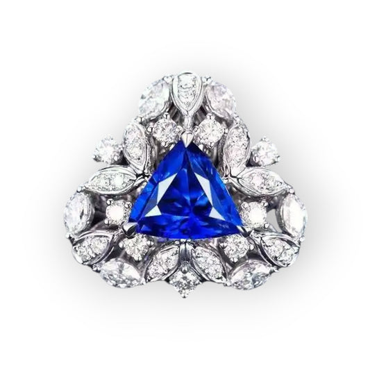 Trillion Sapphire: 18K White Gold Diamond Ring