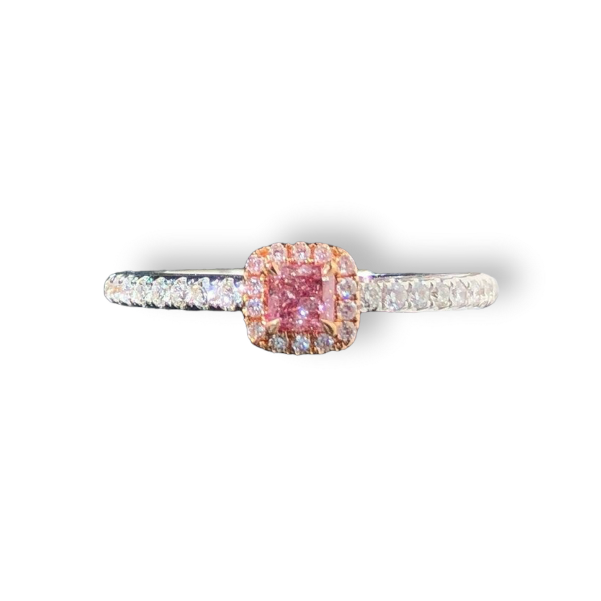 Pink Diamond Engagement Ring in 18K White Gold