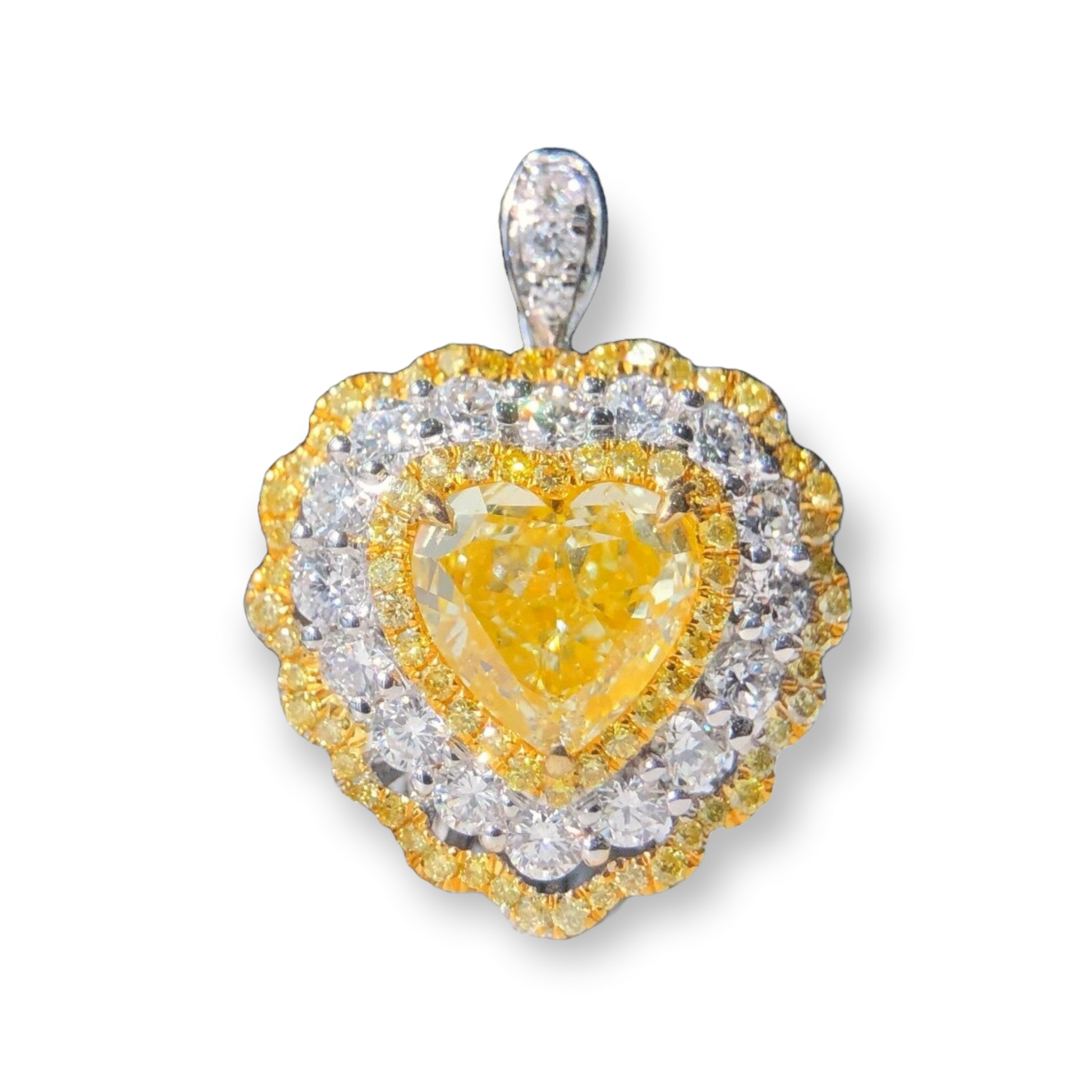 ZUPSTYLE 1 CT. Heart Yellow Diamond Ring in 18K White Gold
