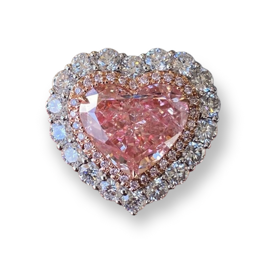 ZUPSTYLE Brilliant Heart Light Pinkish Brown Diamond Ring In Solid 18K White Gold