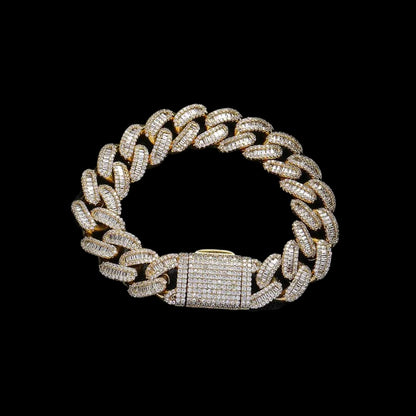 15 mm Baguette CZ Chain in 18K Gold Plated