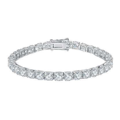 5mm Round Shaped Moissanites Tennis Bracelet in Fine Sterling Silver