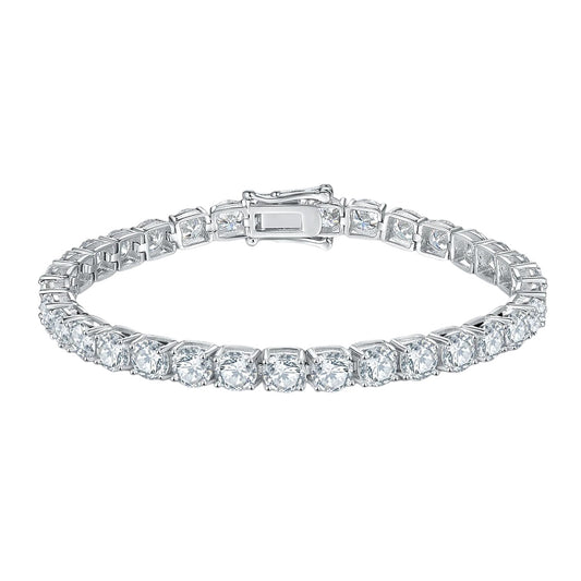 5mm Round Shaped Moissanites Tennis Bracelet in Fine Sterling Silver