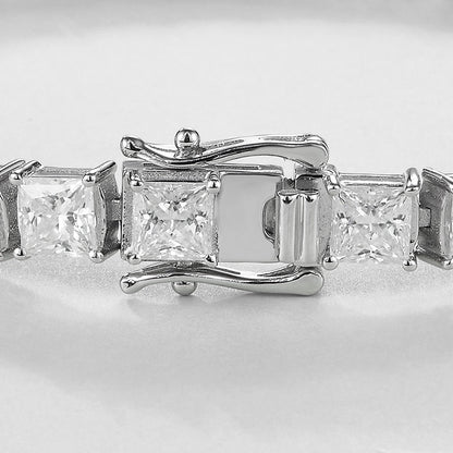 5mm Princess Moissanite Tennis Bracelet in Fine Sterling Silver