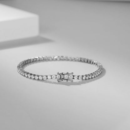 5mm Round Shaped Moissanites Tennis Bracelet in Fine Sterling Silver