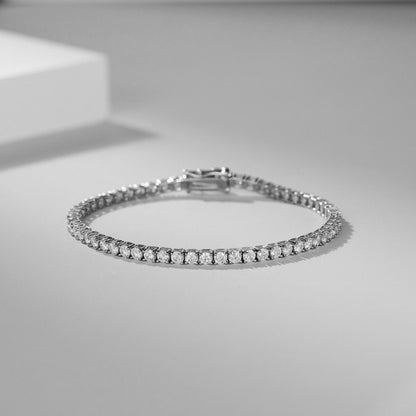 5mm Round Shaped Moissanites Tennis Bracelet in Fine Sterling Silver