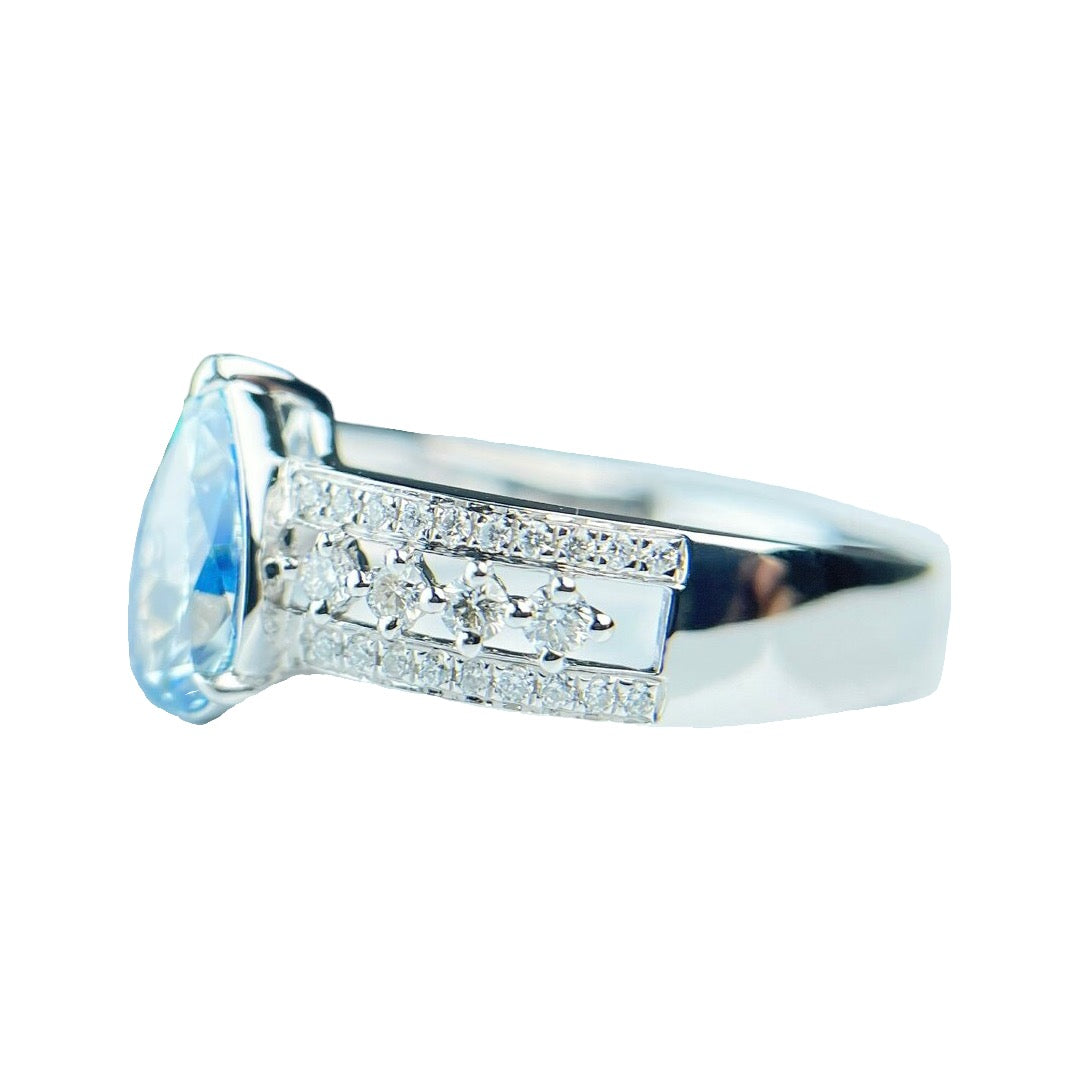 Fancy Blue Diamond Ring with Dual Parallel Shank