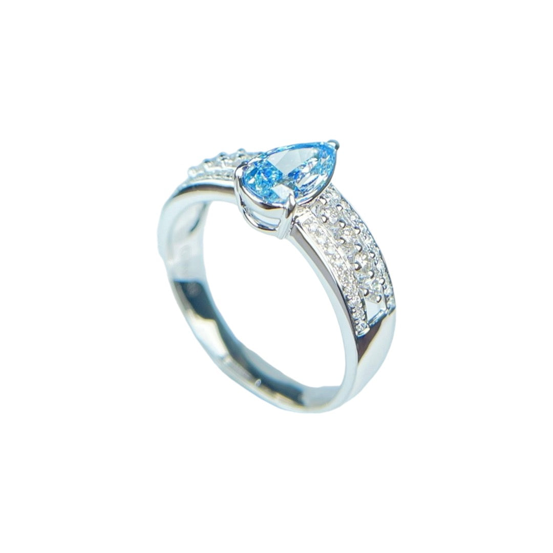 Fancy Blue Diamond Ring with Dual Parallel Shank