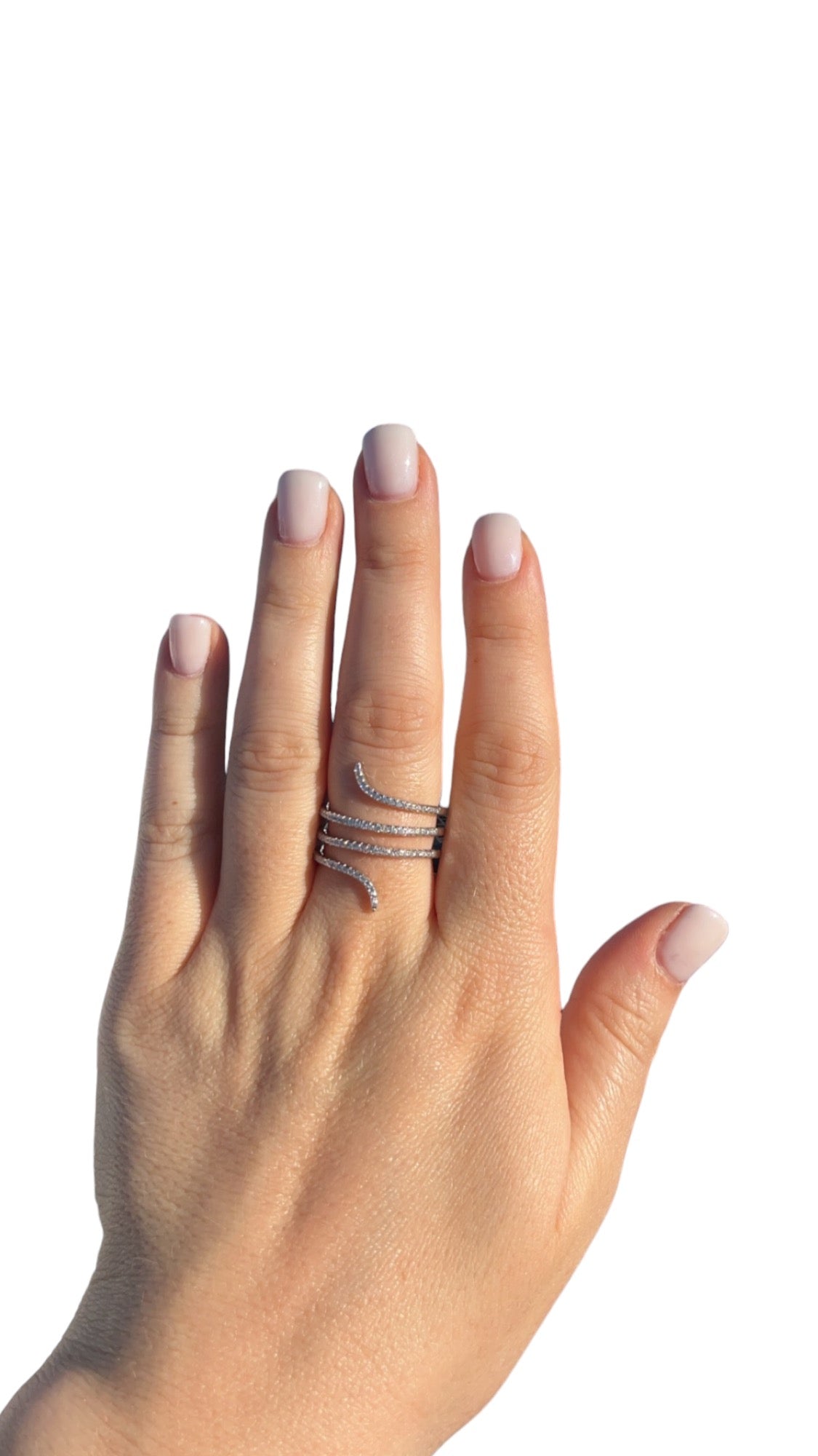 Radiant Elegance: 5A Cubic Zirconia Long Spiral Ring