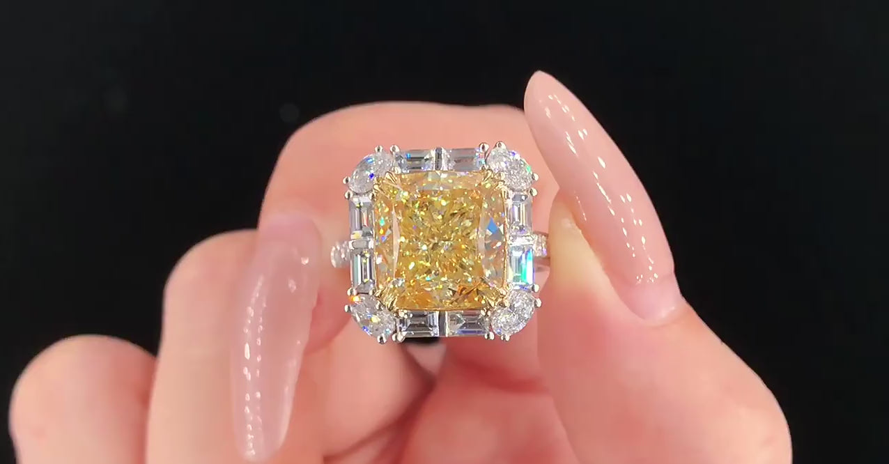 Load video: Cushion Yellow Diamond Ring | Zupstyle