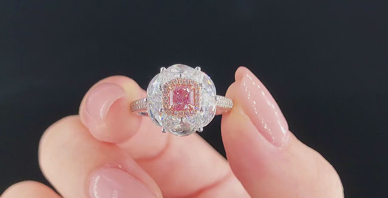 Load video: Cushion Pink Diamond Ring | Zupstyle
