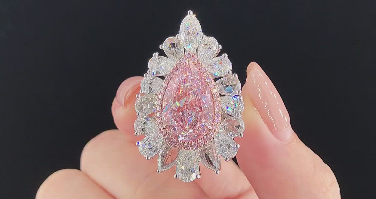 Load video: Pear Shaped Pink Diamond Ring | Zupstyle