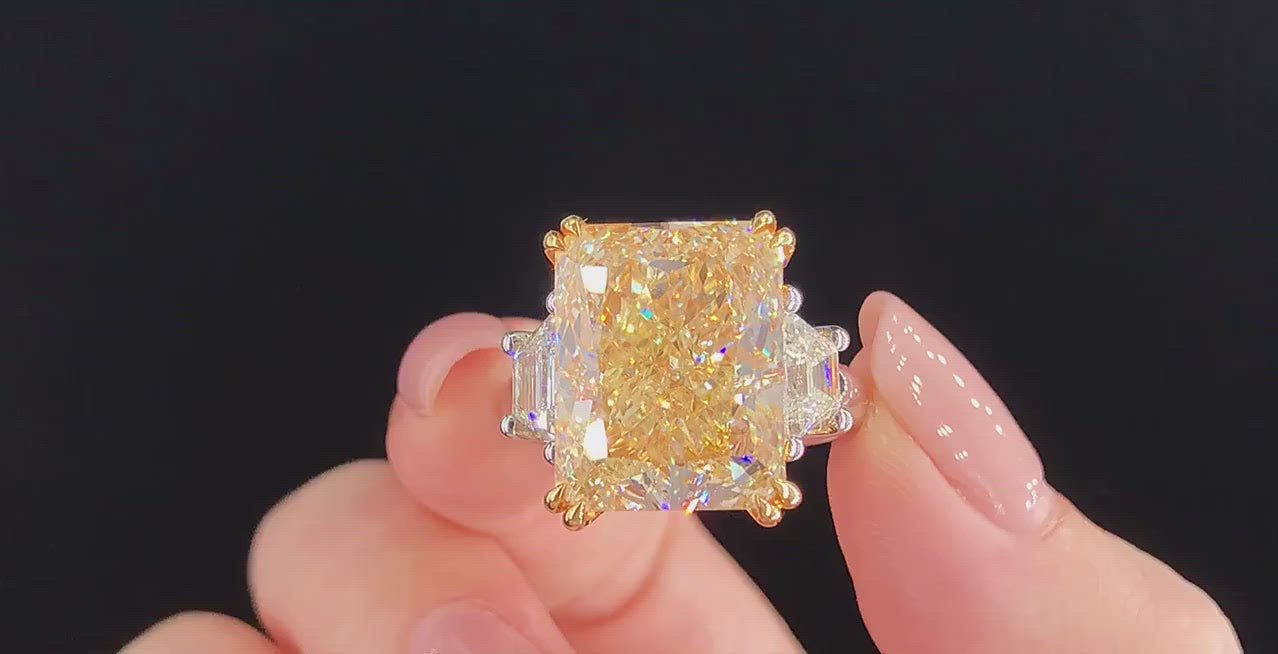 Load video: Rectangular Shaped Yellow Diamond Ring | Zupstyle