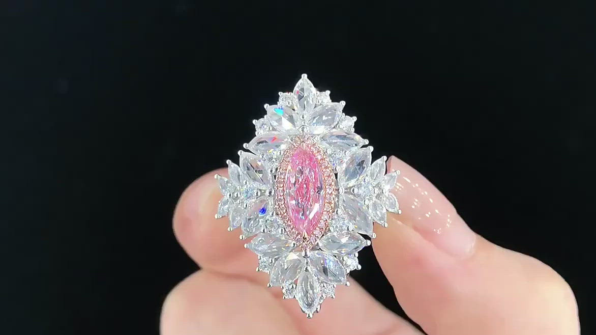 Load video: Marquise Shaped Pink Diamond Ring | Zupstyle